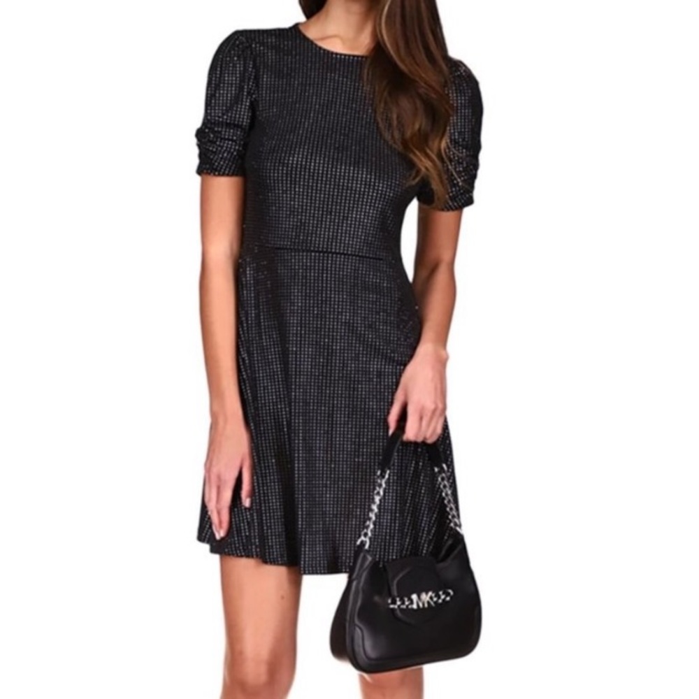 Studded MICHAEL Michael Kors Metallic Dot-Print Mini Dress